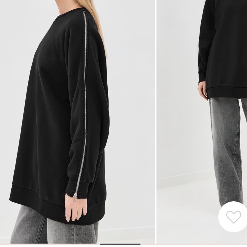 HALFBOY Black Oversized Zip Sleeve French Terry Sweatshirt Womens medium